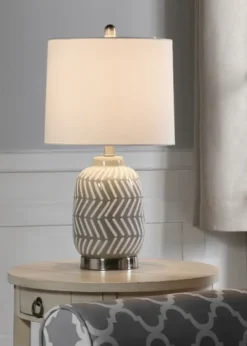 Kirkland's Home Gray And Etched Table Lamp- Table Lamps