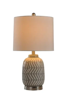 Kirkland's Home Gray And Etched Table Lamp- Table Lamps