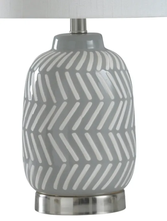 Kirkland's Home Gray And Etched Table Lamp- Table Lamps