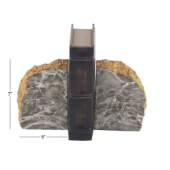 Kirkland's Home Gray And Gold Marble Geode Bookends, Set Of 2- Decorative Accents