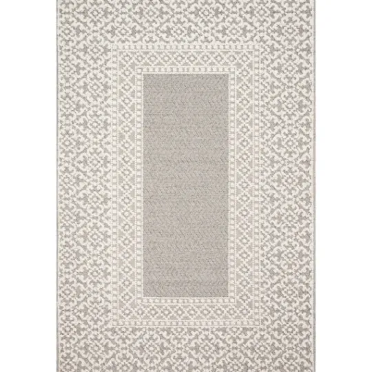 Kirkland's Home Gray And Ivory Lace Border Outdoor Area Rug, 6X9- Outdoor Rugs