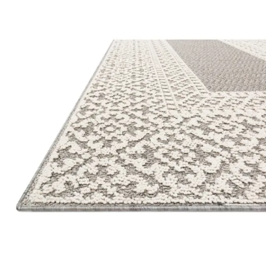 Kirkland's Home Gray And Ivory Lace Border Outdoor Area Rug, 6X9- Outdoor Rugs