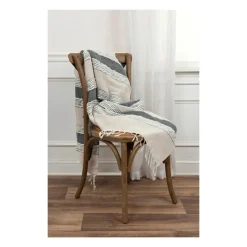 Kirkland's Home Gray And Natural Colorblock Chevron Throw- Blankets & Throws