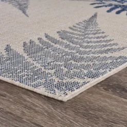 Kirkland's Home Gray And Navy Falling Ferns Outdoor Area Rug, 5X7- Outdoor Rugs