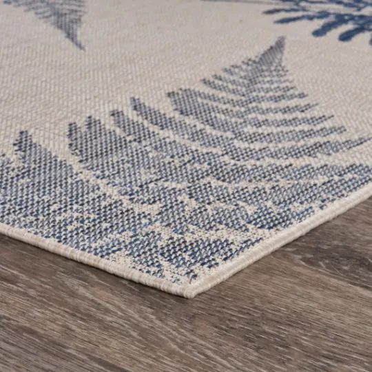 Kirkland's Home Gray And Navy Falling Ferns Outdoor Area Rug, 5X7- Outdoor Rugs