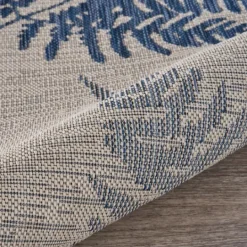 Kirkland's Home Gray And Navy Falling Ferns Outdoor Area Rug, 5X7- Outdoor Rugs