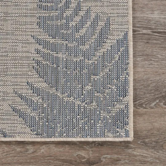 Kirkland's Home Gray And Navy Falling Ferns Outdoor Area Rug, 5X7- Outdoor Rugs