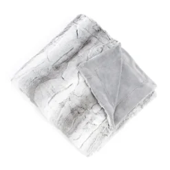 Kirkland's Home Gray And White Animal Print Faux Fur Throw- Blankets & Throws