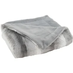 Kirkland's Home Gray And White Animal Print Faux Fur Throw- Blankets & Throws