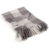 Kirkland's Home Gray And White Buffalo Check Woven Fringe Throw- Blankets & Throws
