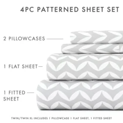 Kirkland's Home Gray And White Chevron 3-Pc. Twin Sheet Set- Bed Sheets