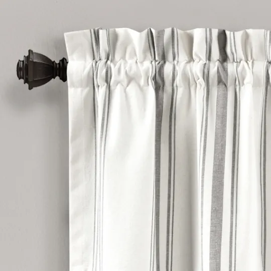 Kirkland's Home Gray And White Farmhouse Stripe Valance- Curtains & Drapes