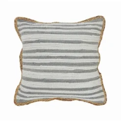 Kirkland's Home Gray And White Stripped Jute Border Accent Pillow- Pillows