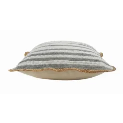 Kirkland's Home Gray And White Stripped Jute Border Accent Pillow- Pillows