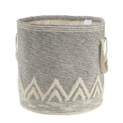 Kirkland's Home Gray And White Tuft Peaks Storage Basket- Baskets & Boxes