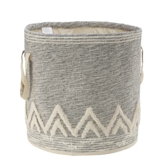 Kirkland's Home Gray And White Tuft Peaks Storage Basket- Baskets & Boxes