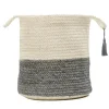 Kirkland's Home Gray And White Woven Basket With Tassel, 17 In.- Baskets & Boxes