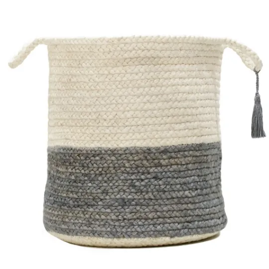 Kirkland's Home Gray And White Woven Basket With Tassel, 19 In.- Baskets & Boxes