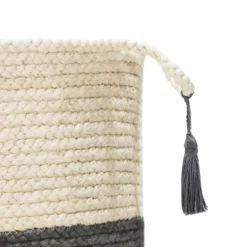 Kirkland's Home Gray And White Woven Basket With Tassel, 19 In.- Baskets & Boxes