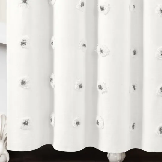 Kirkland's Home Gray Boho Tufted Circles Shower Curtain- Shower Curtains