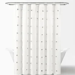 Kirkland's Home Gray Boho Tufted Circles Shower Curtain- Shower Curtains