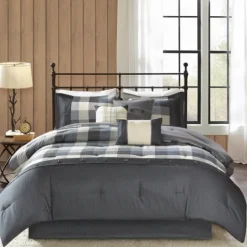 Kirkland's Home Gray Buffalo Check King 7-Pc. Comforter Set- Comforters