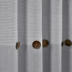 Kirkland's Home Gray Button And Stripe Curtain Panel Set, 95 In.- Curtains & Drapes