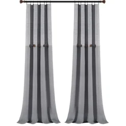 Kirkland's Home Gray Button And Stripe Curtain Panel Set, 95 In.- Curtains & Drapes