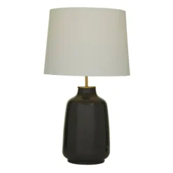 Kirkland's Home Gray Ceramic Base Gold Accent Table Lamp- Table Lamps