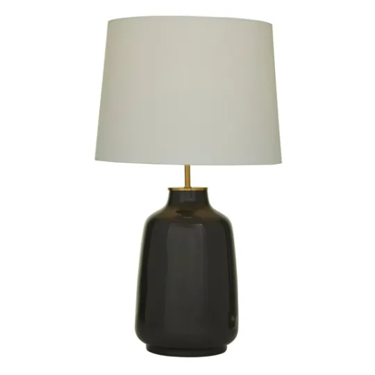 Kirkland's Home Gray Ceramic Base Gold Accent Table Lamp- Table Lamps