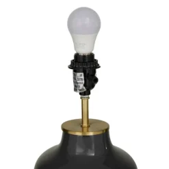 Kirkland's Home Gray Ceramic Base Gold Accent Table Lamp- Table Lamps