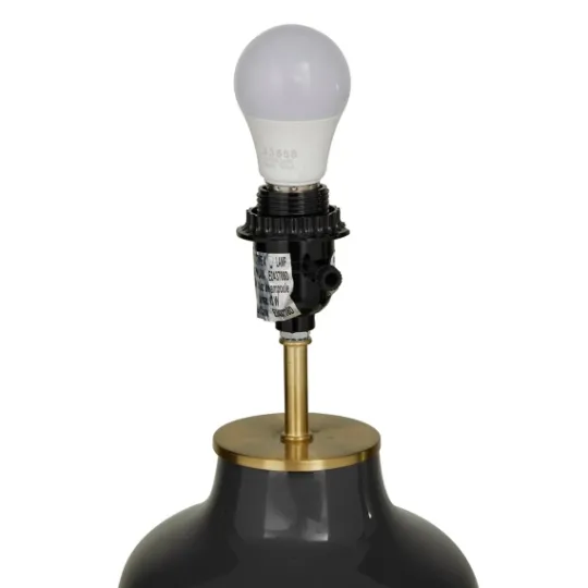 Kirkland's Home Gray Ceramic Base Gold Accent Table Lamp- Table Lamps