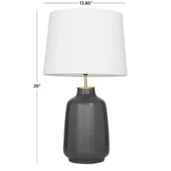 Kirkland's Home Gray Ceramic Base Gold Accent Table Lamp- Table Lamps