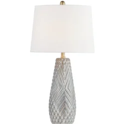 Kirkland's Home Gray Ceramic 3D Pattern Table Lamp- Table Lamps