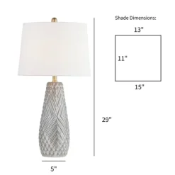 Kirkland's Home Gray Ceramic 3D Pattern Table Lamp- Table Lamps