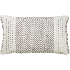 Kirkland's Home Gray Chevron Long Stitch Lumbar Throw Pillow- Pillows