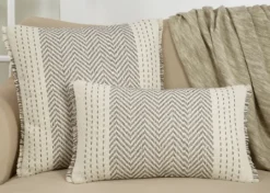 Kirkland's Home Gray Chevron Long Stitch Lumbar Throw Pillow- Pillows