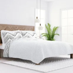 Kirkland's Home Gray Chevron Reversible 3-Pc. King Quilt Set- Quilts