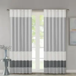 Kirkland's Home Gray Color Block Striped Curtain Panel, 84 In.- Curtains & Drapes