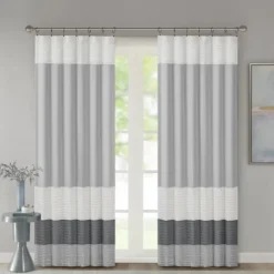 Kirkland's Home Gray Color Block Striped Curtain Panel, 84 In.- Curtains & Drapes
