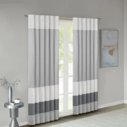 Kirkland's Home Gray Color Block Striped Curtain Panel, 84 In.- Curtains & Drapes