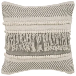 Kirkland's Home Gray Comfort Fringe Pillow- Pillows