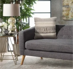Kirkland's Home Gray Comfort Fringe Pillow- Pillows