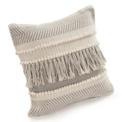Kirkland's Home Gray Comfort Fringe Pillow- Pillows