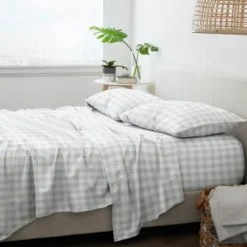 Kirkland's Home Gray Country Plaid 4-Pc. California King Sheet Set- Bed Sheets