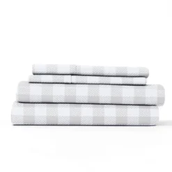 Kirkland's Home Gray Country Plaid 4-Pc. California King Sheet Set- Bed Sheets
