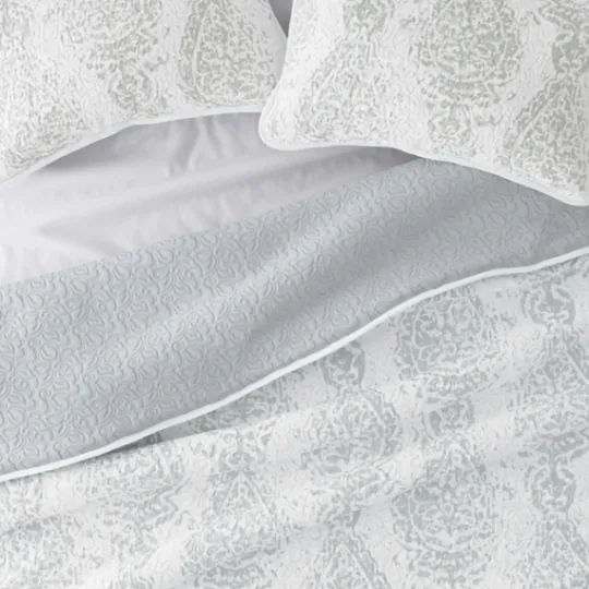 Kirkland's Home Gray Damask Reversible 3-Pc. King Quilt Set- Quilts