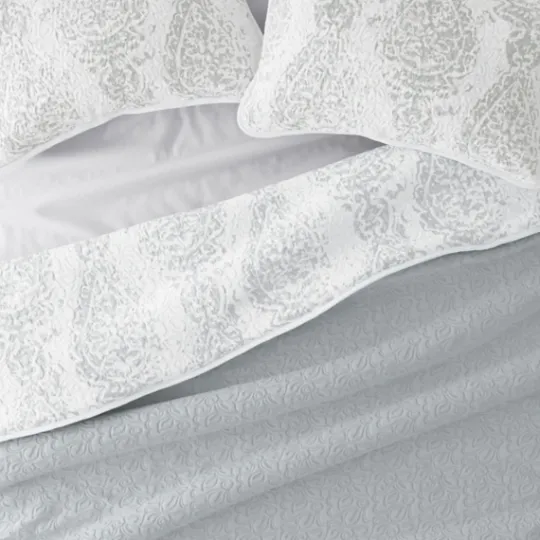 Kirkland's Home Gray Damask Reversible 3-Pc. King Quilt Set- Quilts