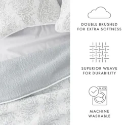 Kirkland's Home Gray Damask Reversible 3-Pc. King Quilt Set- Quilts