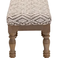 Kirkland's Home Gray Diamond Upholstered Ottoman- Benches & Ottomans